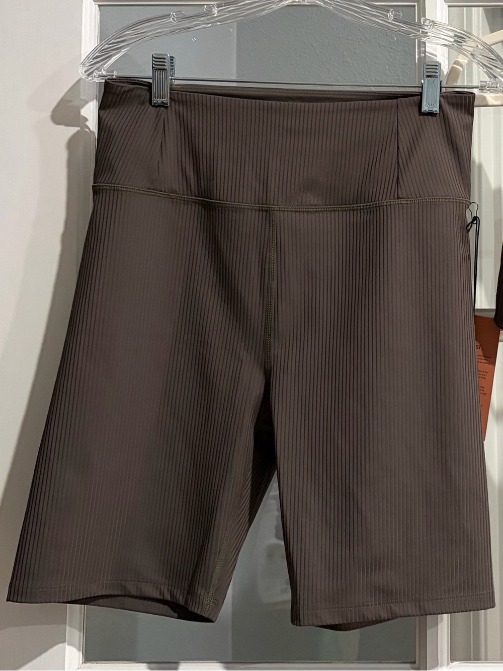 girlfriend collective Ribbed High-Waist Bike Shorts Olive Green Brand New